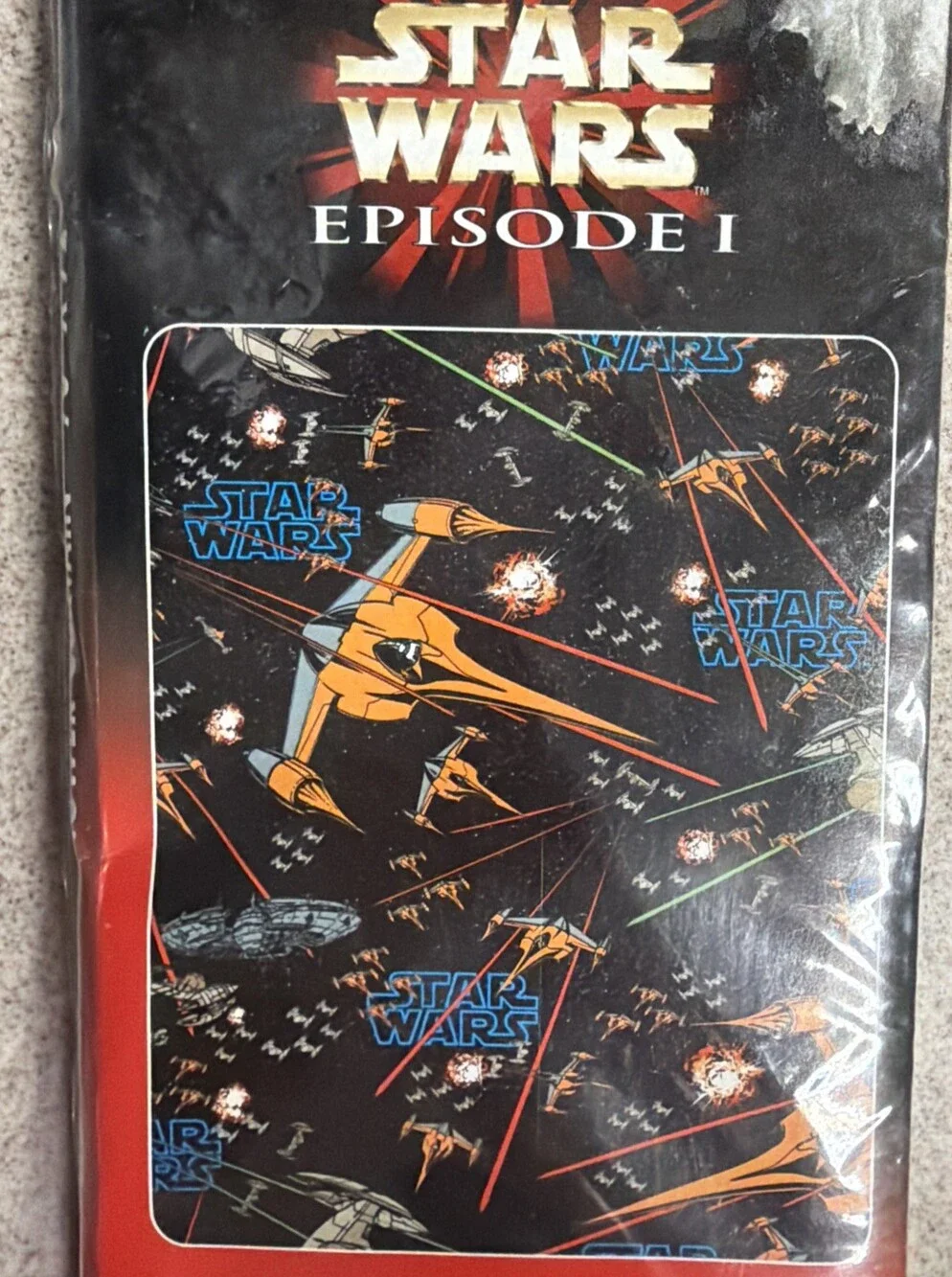 Vintage 1999 Star Wars Episode I Space Battle Vinyl Shower Curtain NOS Sealed